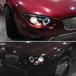 1999-2004 Chrysler 300M Angel Eye Halo & LED Projector Headlights - Black -Professional Auto Parts Store chrysler 300m 99 04 halo led projector headlights black 159