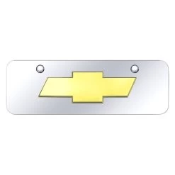 Autogold® CHV.2.GCM - Chrome Mini Size License Plate With 3D Gold Chevrolet New Emblem