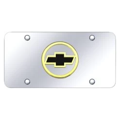 Autogold® CHV.L.B.GC - Chrome License Plate With 3D Gold / Black Chevrolet Emblem