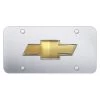 Autogold® CHV.OEM.S - Brushed License Plate With 3D Gold OEM Chevrolet Emblem -Professional Auto Parts Store chv oem s 1