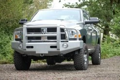 Buckstop® D055SOB46ARC8T - Outback™ Full Width Bright Silver Front Winch HD Bumper With Grille Guard -Professional Auto Parts Store d055ob 3 1