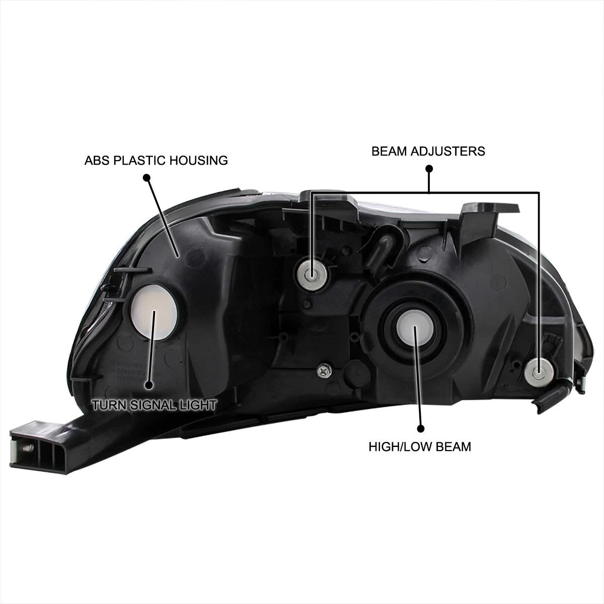 96-98 Honda Civic Factory Style Amber Reflector Crystal Headlights - Chrome 4 96-98 Honda Civic Factory Style Amber Reflector Crystal Headlights - Chrome - Image 2