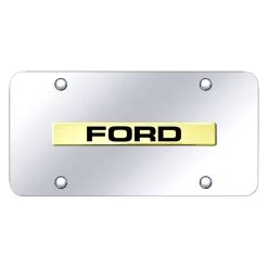 Autogold® FOR.N.GC - Chrome License Plate With 3D Gold Ford Logo