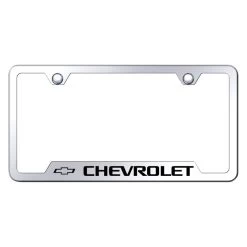 Autogold® GF.CHV.EC - Chrome License Plate Frame With Laser Etched Chevrolet Logo And Cut-Out