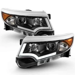 [Halogen Model Only] 2011-2014 Ford Edge Black Housing LED DRL Projector Headlights