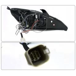 HID Combo 00-04 Ford Focus Angel Eye Halo & LED Projector Headlights - Gloss Black -Professional Auto Parts Store hid xenon 00 04 ford focus angel eye halo led projector headlights gloss black 179