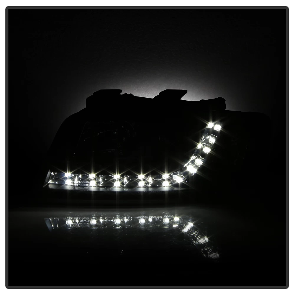 HID Combo 02-04 Audi A6 LED DRL Strip R8 Style Projector Headlights - Black 6 HID Combo 02-04 Audi A6 LED DRL Strip R8 Style Projector Headlights - Black - Image 4