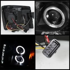 HID Combo 02-06 Cadillac Escalade Angel Eye Halo & LED DRL Projector Headlights - Chrome -Professional Auto Parts Store hid xenon 02 06 cadillac escalade angel eye halo led drl projector headlights chrome 162