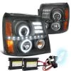 HID Combo 02-06 Cadillac Escalade LED Strip Halo Projector Headlights - Black -Professional Auto Parts Store hid xenon 02 06 cadillac escalade led strip halo projector headlights black 159