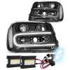 HID Combo 02-09 Chevy Trailblazer LED U-Running Projector Headlight (Black Housing Clear Corner) -Professional Auto Parts Store hid xenon 02 09 chevy trailblazer led u running projector headlight black housing clear corner 38