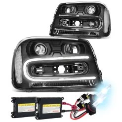 HID Combo 02-09 Chevy Trailblazer LED U-Running Projector Headlight (Black Housing Clear Corner)