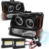 HID Combo 03-06 Chevy Silverado / Avalanche Angel Eye Halo & LED Projector Headlights + Bumper Lens - Black 2 HID Combo 03-06 Chevy Silverado / Avalanche Angel Eye Halo & LED Projector Headlights + Bumper Lens - Black -Professional Auto Parts Store hid xenon 03 06 chevy silverado avalanche angel eye halo led projector headlights bumper lens black 222