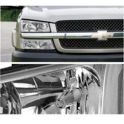 HID Combo 03-06 Chevy Silverado / Avalanche Crystal Headlights + Bumper Lens Set - Chrome -Professional Auto Parts Store hid xenon 03 06 chevy silverado avalanche crystal headlights bumper lens set chrome 243