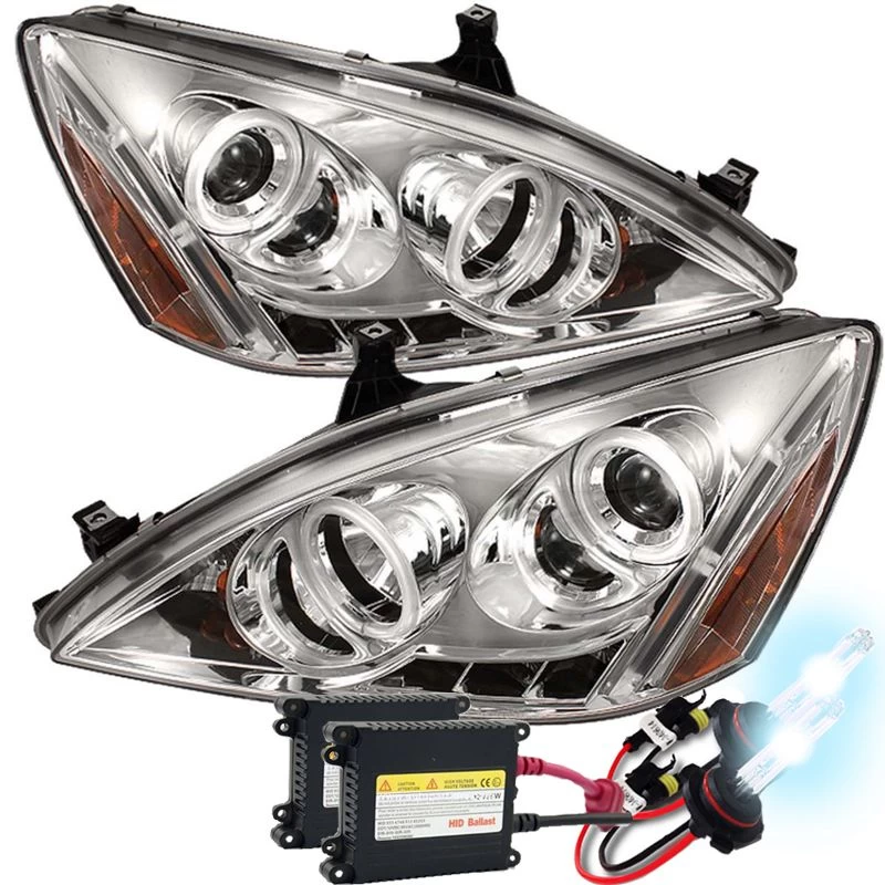 HID Combo 03-07 Honda Accord Angel Eye Halo & LED Projector Headlights - Chrome 3 HID Combo 03-07 Honda Accord Angel Eye Halo & LED Projector Headlights - Chrome