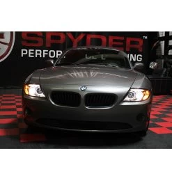 HID Combo 03-08 BMW Z4 E85 (Factory Halogen Model) Angel Eye Halo Projector Headlights - Black -Professional Auto Parts Store hid xenon 03 08 bmw z4 e85 angel eye halo projector headlights black 199