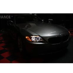 HID Combo 03-08 BMW Z4 E85 (Factory Halogen Model) Angel Eye Halo Projector Headlights - Black -Professional Auto Parts Store hid xenon 03 08 bmw z4 e85 angel eye halo projector headlights black 202