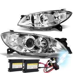 HID Combo 04-09 Mazda 3 4-Door Sedan Projector Headlights - Chrome / Clear