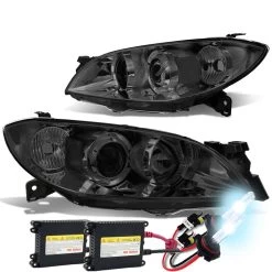 HID Combo 04-09 Mazda 3 4-Door Sedan Projector Headlights - Smoked / Clear