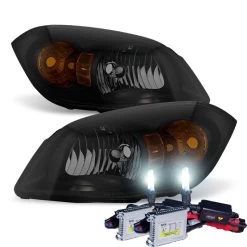 HID Combo 05-10 Chevy Cobalt / 07-10 Pontiac G5 Crystal Replacement Headlights - Black Smoked