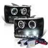 HID Combo 07-13 GMC Sierra Angel Eye Halo & LED Projector Headlights - Black -Professional Auto Parts Store hid xenon 07 13 gmc sierra angel eye halo led projector headlights black 113