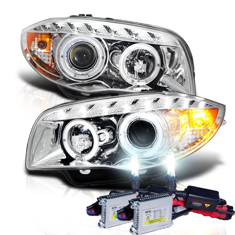 HID Combo 08-13 BMW 1-Series E82 E88 Angel Eye Halo & LED DRL Projector Headlights - Chrome 3 HID Combo 08-13 BMW 1-Series E82 E88 Angel Eye Halo & LED DRL Projector Headlights - Chrome