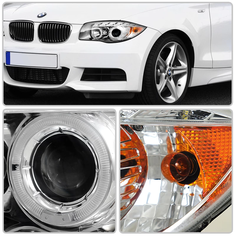 HID Combo 08-13 BMW 1-Series E82 E88 Angel Eye Halo & LED DRL Projector Headlights - Chrome 5 HID Combo 08-13 BMW 1-Series E82 E88 Angel Eye Halo & LED DRL Projector Headlights - Chrome - Image 3