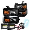 HID Combo 14-15 Chevy Silverado 1500 LED DRL Headlights - Black -Professional Auto Parts Store hid xenon 14 15 chevy silverado 1500 led drl headlights black 90