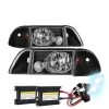 HID Combo 1987-1993 Ford Mustang 6Pcs Crystal Headlights - Black -Professional Auto Parts Store hid xenon 1987 1993 ford mustang 6pcs crystal headlights black 186