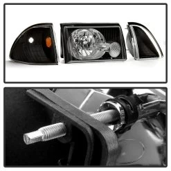 HID Combo 1987-1993 Ford Mustang 6Pcs Crystal Headlights - Black -Professional Auto Parts Store hid xenon 1987 1993 ford mustang 6pcs crystal headlights black 192