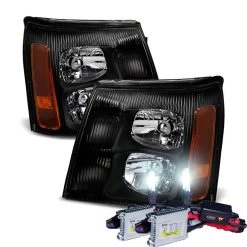 HID Combo 2002 Cadillac Escalade Replacement Crystal Headlights - Black