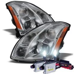 HID Combo 2004-2006 Nissan Maxima Replacement Projector Headlights - Chrome