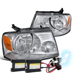HID Combo 2004-2008 Ford F150 / Lincoln Mark LT Crystal Headlights - Chrome