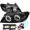HID Combo 2005-2008 3-Series E90 325i 328i Halo LED DRL Projector Headlights Black -Professional Auto Parts Store hid xenon 2005 2008 3 series e90 325i 328i halo led drl projector headlights black 92