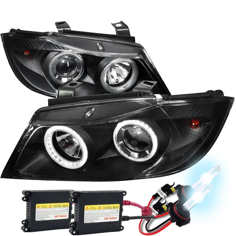 HID Combo 2005-2008 3-Series E90 325i 328i Halo LED DRL Projector Headlights Black 3 HID Combo 2005-2008 3-Series E90 325i 328i Halo LED DRL Projector Headlights Black