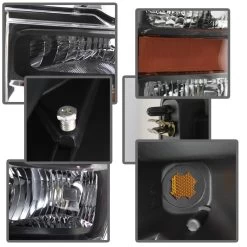 HID Combo 2008-2010 Ford F250 F350 SuperDuty Crystal Replacement Headlights - Black -Professional Auto Parts Store hid xenon 2008 2010 ford f250 f350 superduty crystal replacement headlights black 166