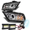 HID Combo 2010-2013 Ford Mustang Angel Eye Halo & LED Projector Headlights - Chrome