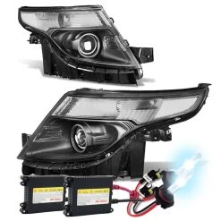 HID Combo 2011-2015 Ford Explorer Projector Headlights - Black Clear