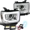 HID Combo 14-18 GMC Sierra 1500 / 15-19 2500 3500 HD LED DRL Projector Headlights - Chrome -Professional Auto Parts Store hid xenon 2014 2016 gmc sierra led drl projector headlights chrome 114