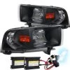 HID Combo 94-01 Dodge Ram Truck 1-Piece Crystal Headlights - Black -Professional Auto Parts Store hid xenon 94 01 dodge ram truck 1 piece crystal headlights black 208
