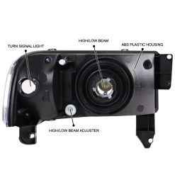 HID Combo 94-01 Dodge Ram Truck 1-Piece Crystal Headlights - Black -Professional Auto Parts Store hid xenon 94 01 dodge ram truck 1 piece crystal headlights black 214