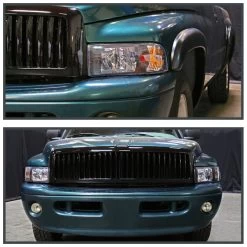 HID Combo 94-01 Dodge Ram Truck 1-Piece Crystal Headlights - Black -Professional Auto Parts Store hid xenon 94 01 dodge ram truck 1 piece crystal headlights black 217