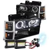 HID Combo 94-98 Chevy C10 Angel Eye Halo Projector Headlights Set - Black -Professional Auto Parts Store hid xenon 94 98 chevy c10 angel eye halo projector headlights set black 208