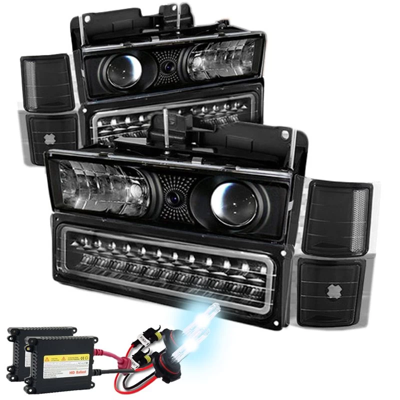HID Combo 94-98 Chevy C10 / CK / Tahoe / Suburban / Silverado LED Projector Headlights + Corner + LED Bumper Lights - Black 3 HID Combo 94-98 Chevy C10 / CK / Tahoe / Suburban / Silverado LED Projector Headlights + Corner + LED Bumper Lights - Black