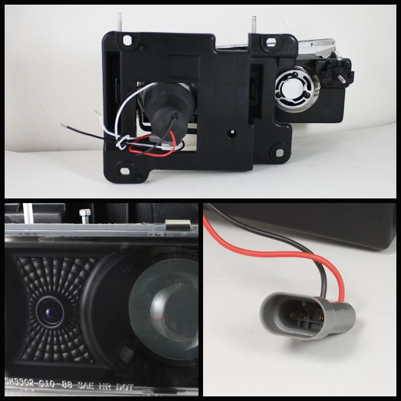 HID Combo 94-98 Chevy C10 / CK / Tahoe / Suburban / Silverado LED Projector Headlights + Corner + LED Bumper Lights - Black 4 HID Combo 94-98 Chevy C10 / CK / Tahoe / Suburban / Silverado LED Projector Headlights + Corner + LED Bumper Lights - Black - Image 2