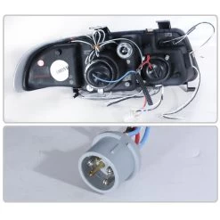 HID Combo 96-99 Audi A4 / S4 Angel Eye Halo & LED Projector Headlights - Black -Professional Auto Parts Store hid xenon 96 99 audi a4 s4 angel eye halo led projector headlights black 184