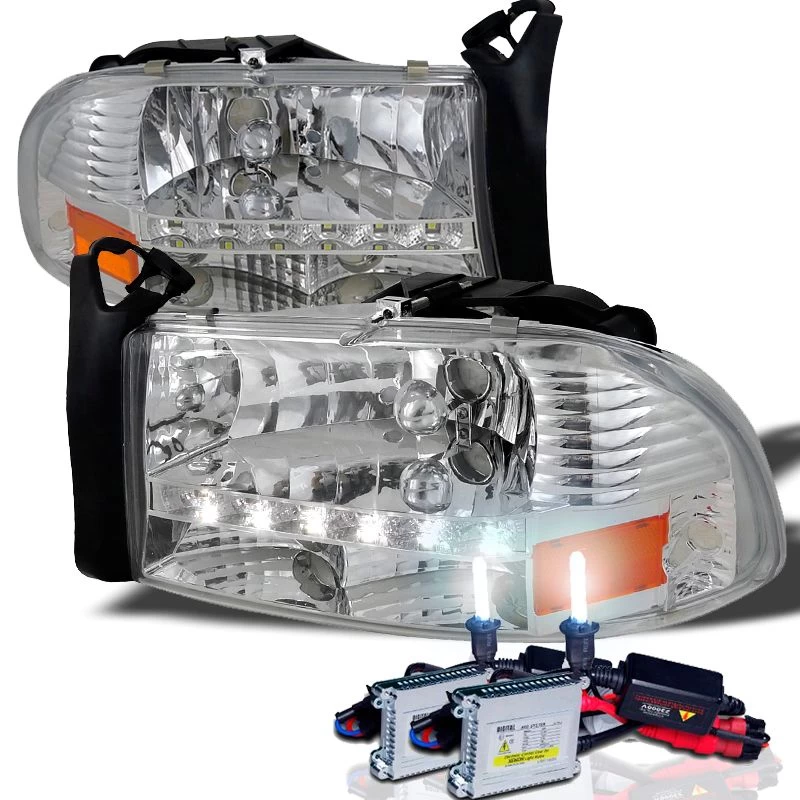 HID Combo 97-04 Dodge Dakota / Durango LED 1-Piece Crystal Headlights - Chrome 3 HID Combo 97-04 Dodge Dakota / Durango LED 1-Piece Crystal Headlights - Chrome