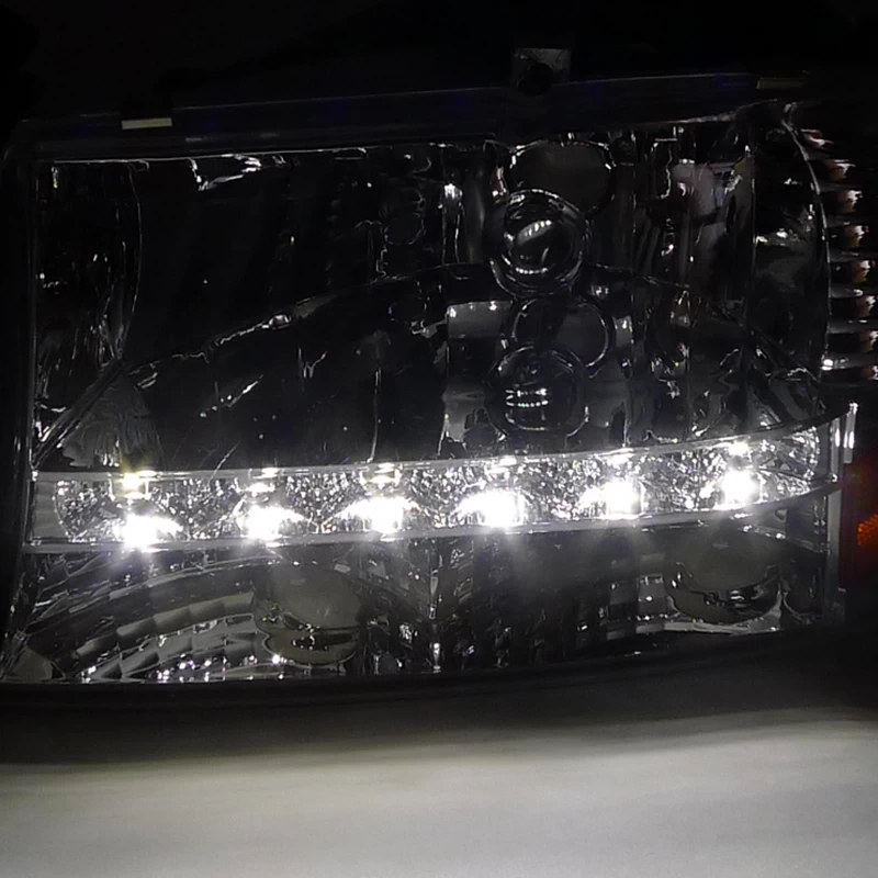 HID Combo 97-04 Dodge Dakota / Durango LED 1-Piece Crystal Headlights - Smoked 7 HID Combo 97-04 Dodge Dakota / Durango LED 1-Piece Crystal Headlights - Smoked - Image 5