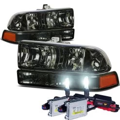 HID Combo 98-04 Chevy S10 / Blazer Replacement Crystal Headlights - Smoked Amber