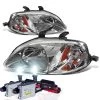 HID Combo 99-00 Honda Civic Crystal Replacement Headlights - Chrome 2 HID Combo 99-00 Honda Civic Crystal Replacement Headlights - Chrome -Professional Auto Parts Store hid xenon 99 00 honda civic crystal replacement headlights chrome 212