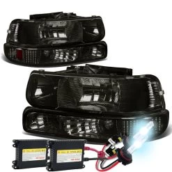 HID Combo 99-02 Chevy Silverado / Tahoe / Suburban Crystal Headlights + Bumper Lens - Smoked